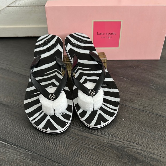 kate spade Shoes - Kate Spade Zebra Print Sandals Black and White